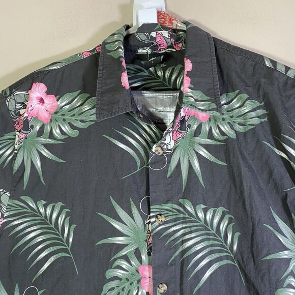 NEFF DISNEY Shirt  Mens Large Mickey Mouse Blue Floral Hawaiian Button Up Cotton - Picture 2 of 14